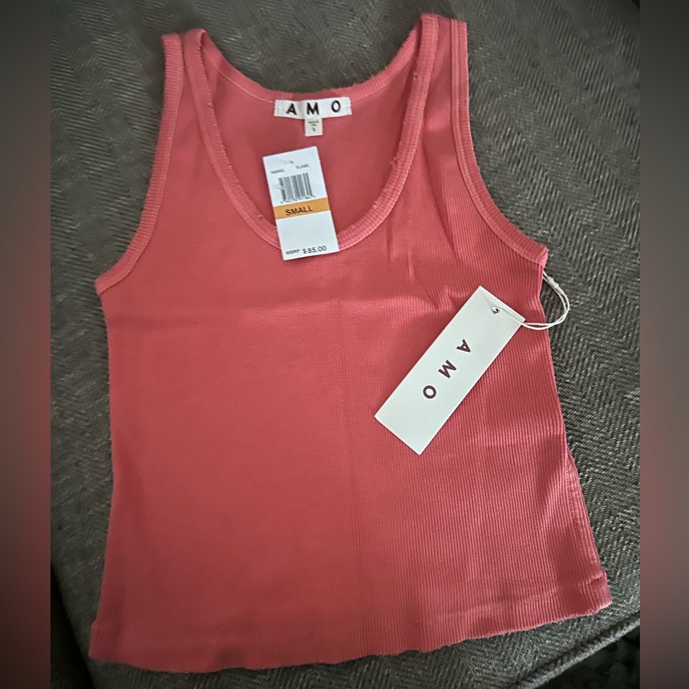 AMO Crop Ribbed Tank Top - Flame - Picture 3 of 3